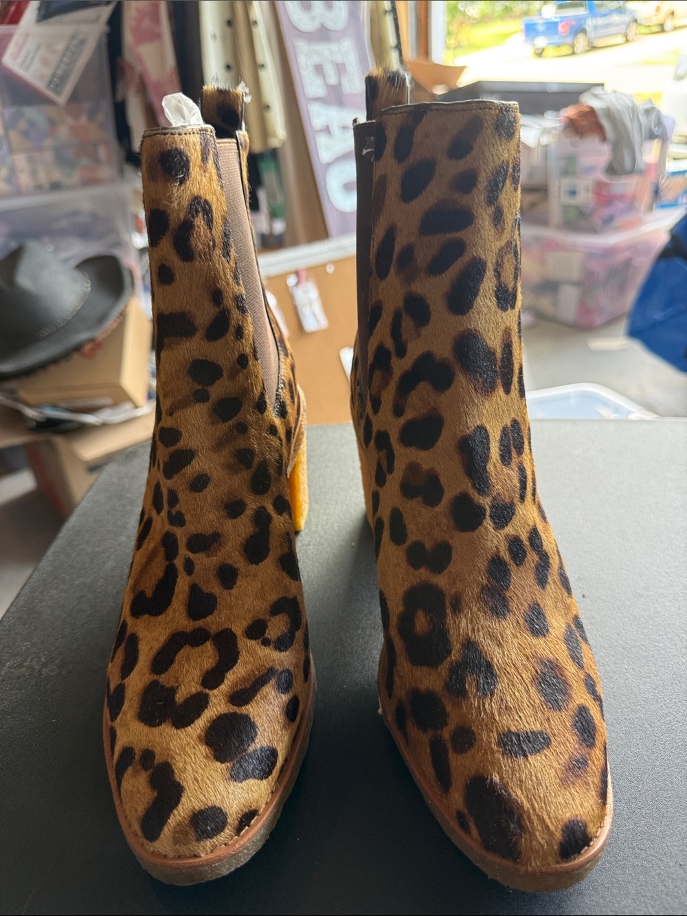 Lauren Ralph Lauren Leopard Haircalf Chelsea Ankle Boots - Brown/Black